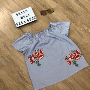 Off the shoulder stripped top